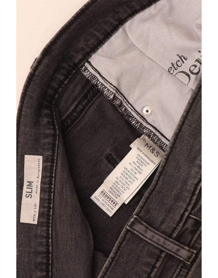 Jeans slim da uomo Marks & Spencer W34 L31 cotone grigio