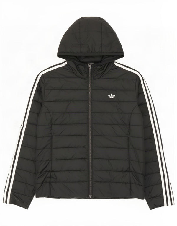 Giacca imbottita con cappuccio da donna Adidas UK 14 poliestere nero medio