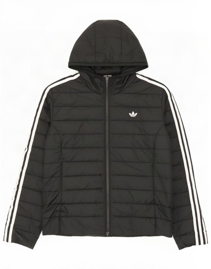 Giacca imbottita con cappuccio da donna Adidas UK 14 poliestere nero medio