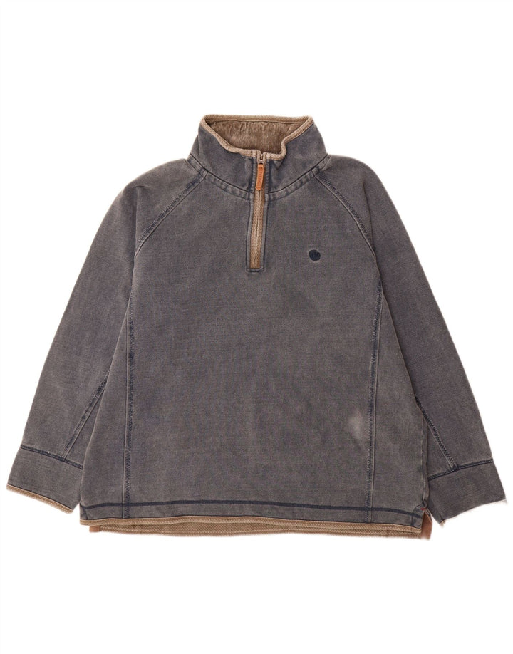 Felpa da uomo con zip e collo Fat Face, maglione XL, cotone grigio