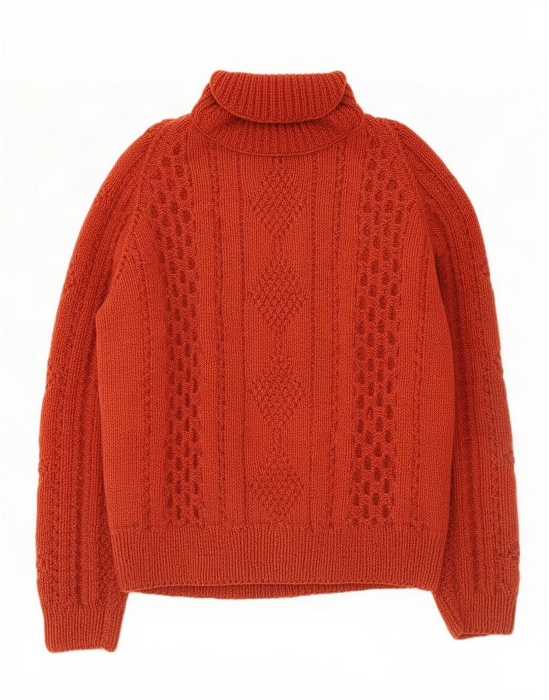 Maglione maglione vintage da donna con collo alto UK 12 arancione medio