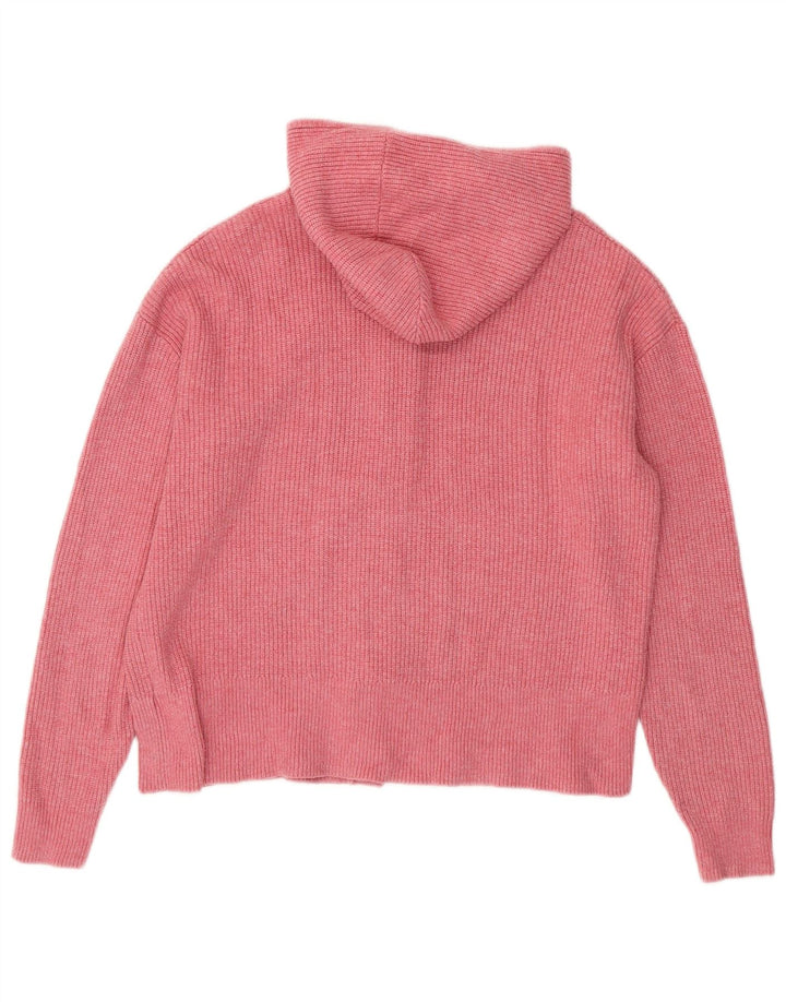 MARKS & SPENCER Maglione cardigan con cappuccio da donna UK 16 Large Rosa Viscosa