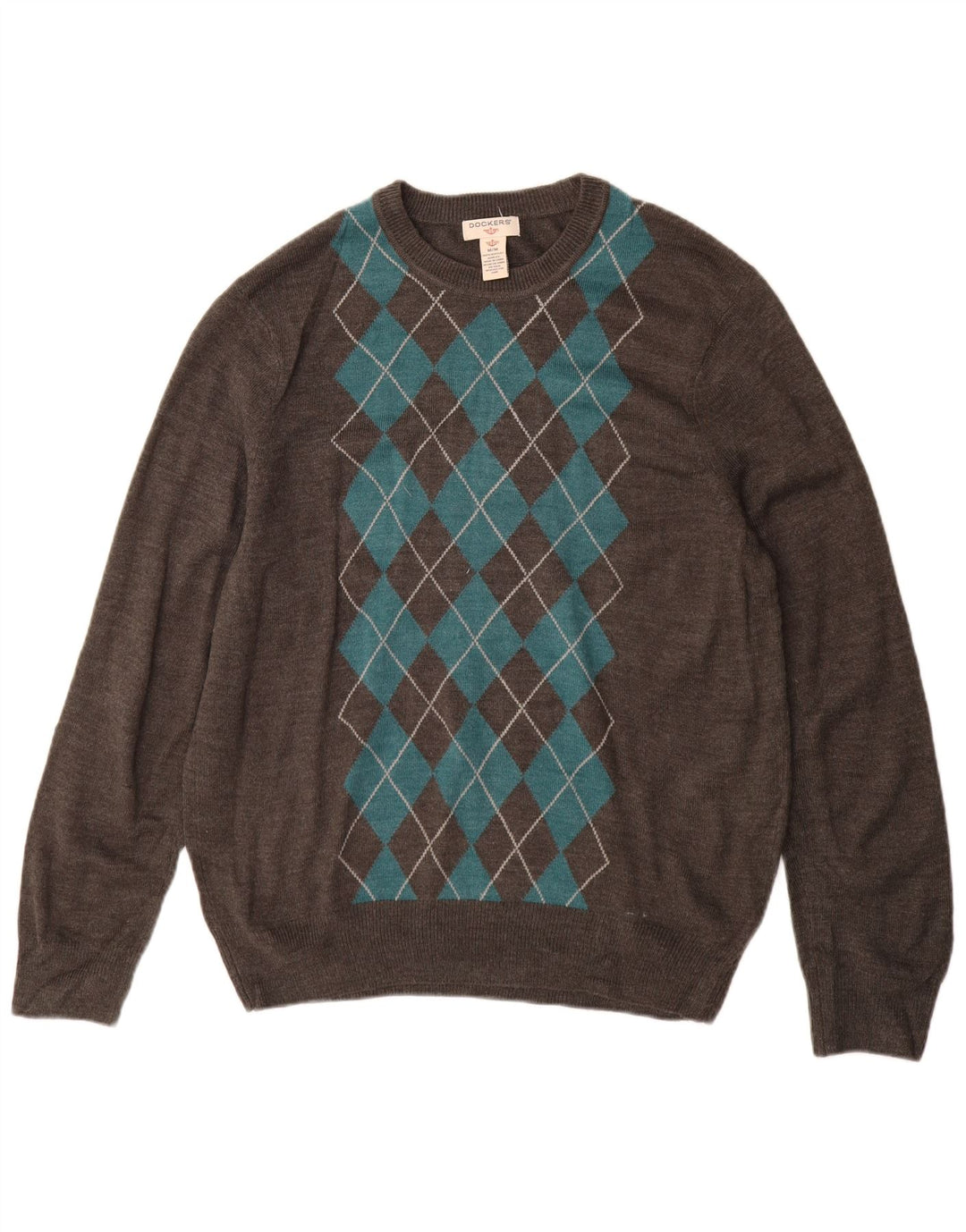Maglione maglione girocollo da uomo Dockers grigio medio a rombi/acrilico diamante