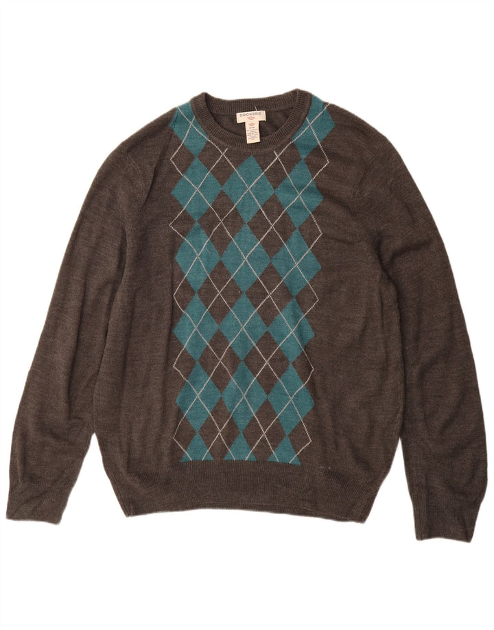 Maglione maglione girocollo da uomo Dockers grigio medio a rombi/acrilico diamante