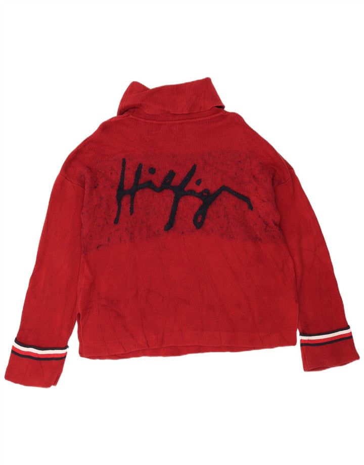 Maglione maglione con collo alto grafico da donna Tommy Hilfiger UK 10 piccolo rosso