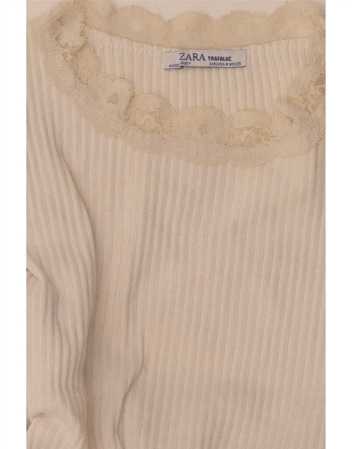 Top corto in camicetta corta da donna Zara UK 12 bianco medio