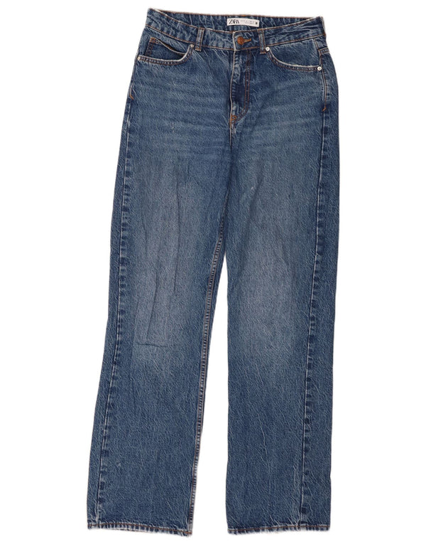 Jeans dritti a vita alta da donna Zara EU 36 XS W26 L31 cotone blu
