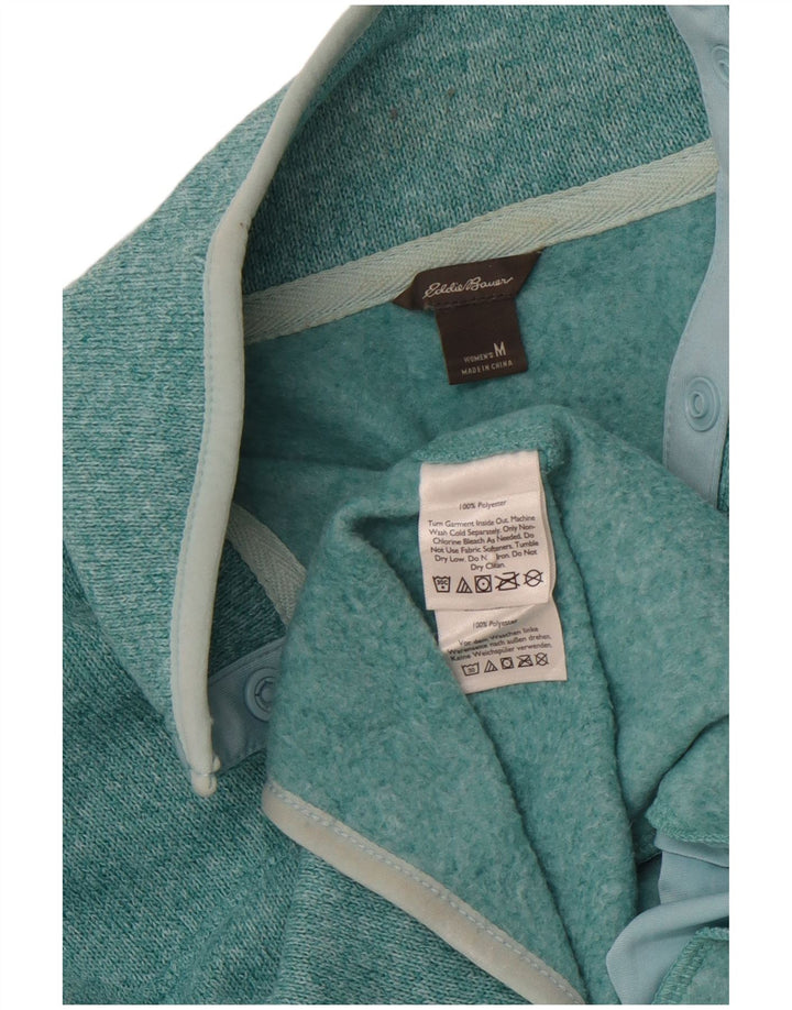 EDDIE BAUER Felpa da donna con collo abbottonato Maglione UK 14 Medio Turchese