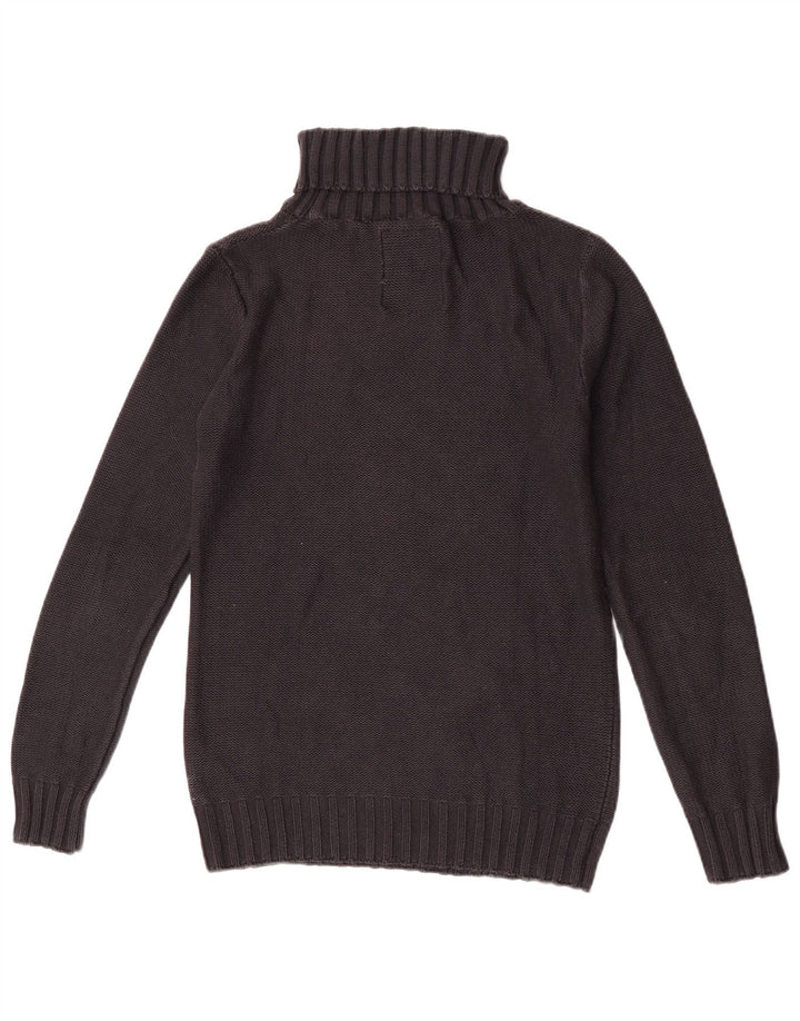 Maglione maglione vintage da donna con collo alto UK 12 medio nero a rombi/diamante