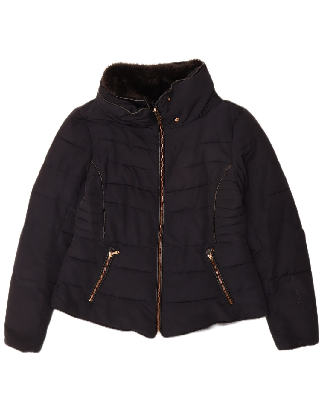 Giacca imbottita da donna Zara UK 16 grande blu navy