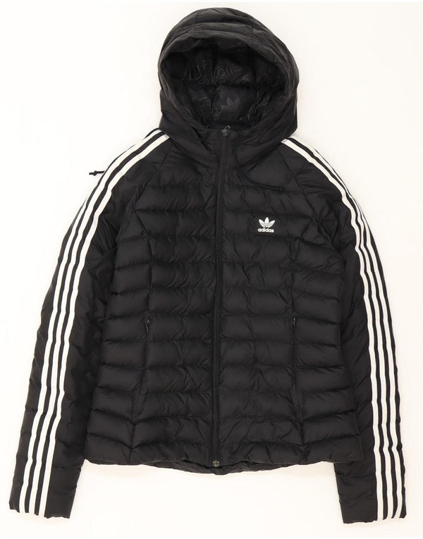 Giacca imbottita con cappuccio da donna Adidas UK 14 poliestere nero medio