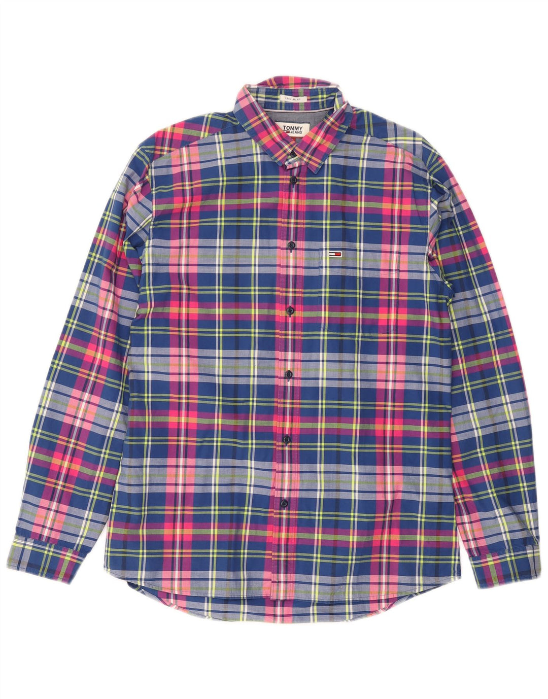 Camicia da uomo vestibilità regolare Tommy Hilfiger cotone medio a quadri blu navy