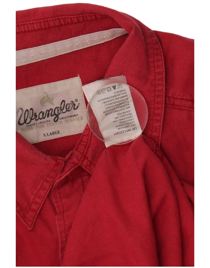 Camicia a maniche corte da uomo Wrangler XL in lino rosa