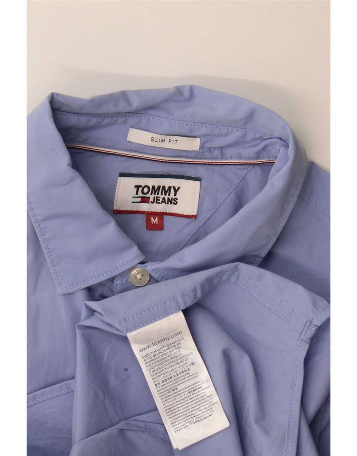 Camicia slim fit da uomo Tommy Hilfiger in cotone blu medio