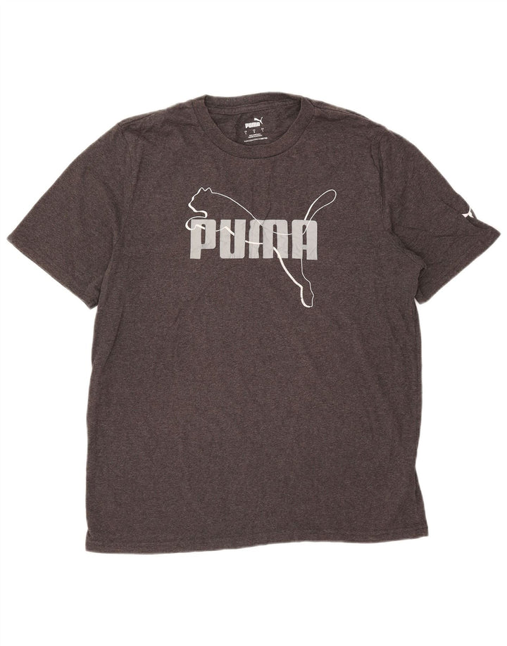 T-shirt grafica da uomo Puma grande in cotone grigio