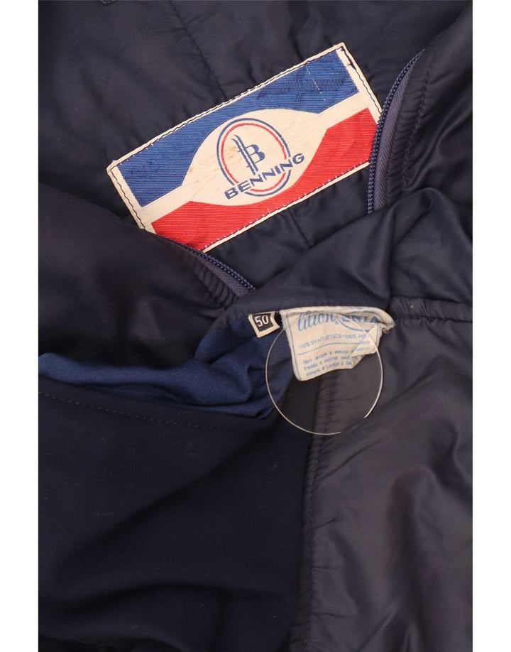Giacca da sci imbottita da uomo vintage taglia 50 media blu navy color block retrò