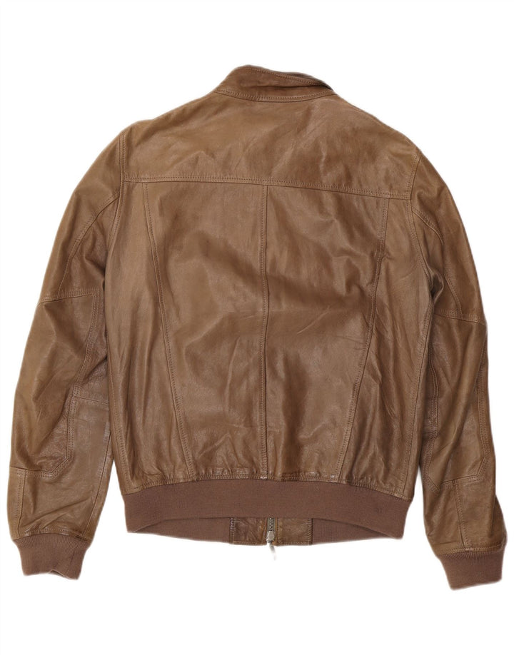 Giacca in pelle bomber da uomo Jeckerson UK 36 piccola in pelle marrone