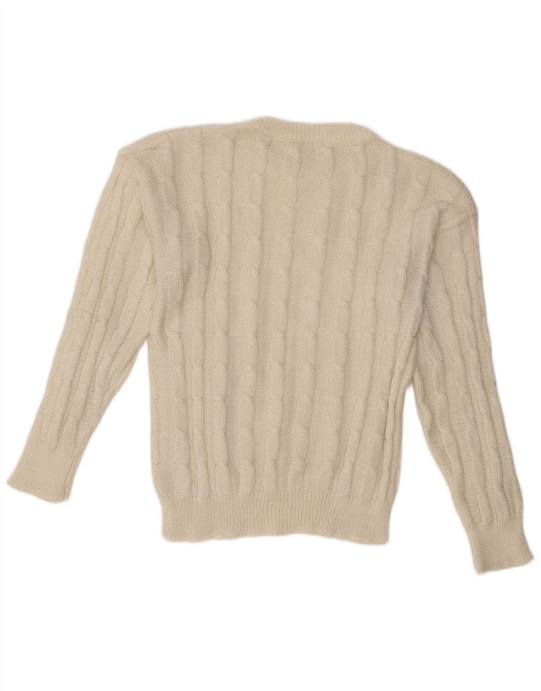 Maglione maglione girocollo da donna VINTAGE UK 14 lana bianca media