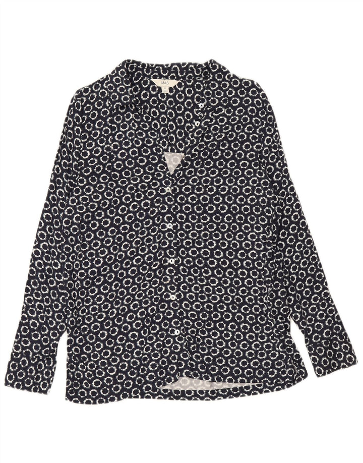 Camicia ampia da donna Marks & Spencer UK 12 medio blu navy geometrico
