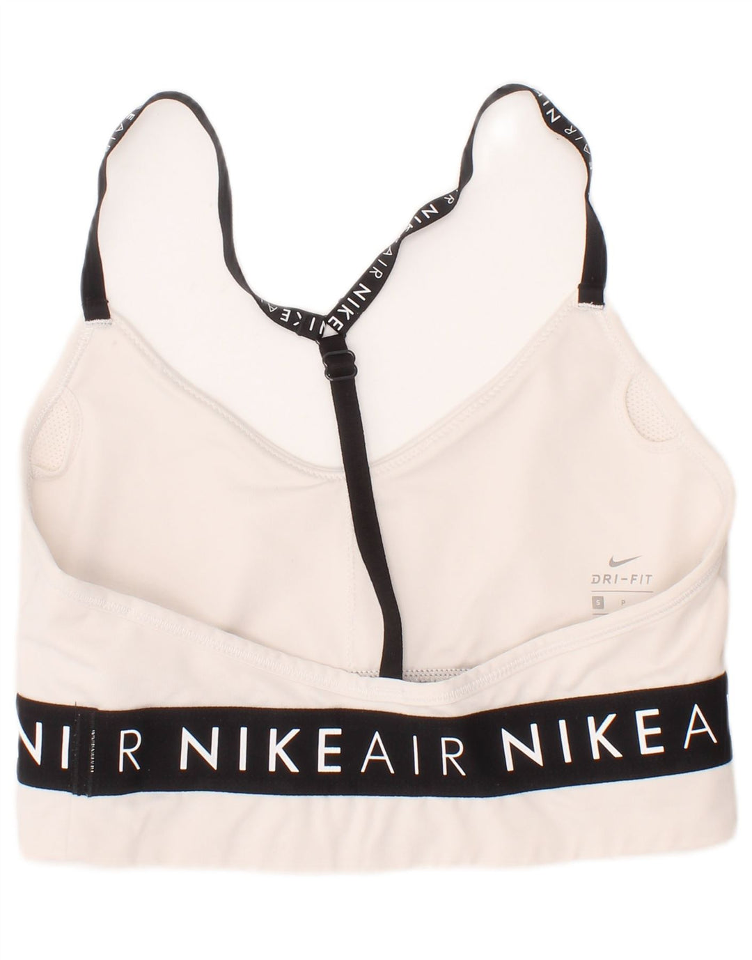 Reggiseno sportivo Nike da donna con grafica, top piccolo, in poliestere bianco sporco