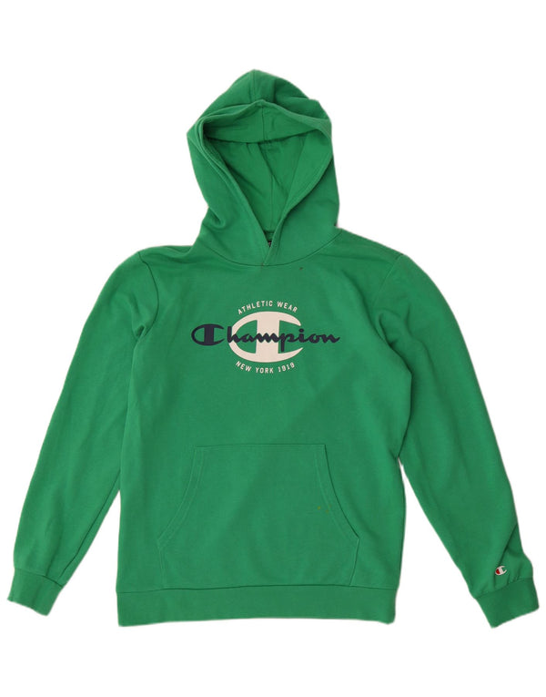 Maglione con cappuccio grafico da ragazzo Champion 15-16 anni 2XL cotone verde