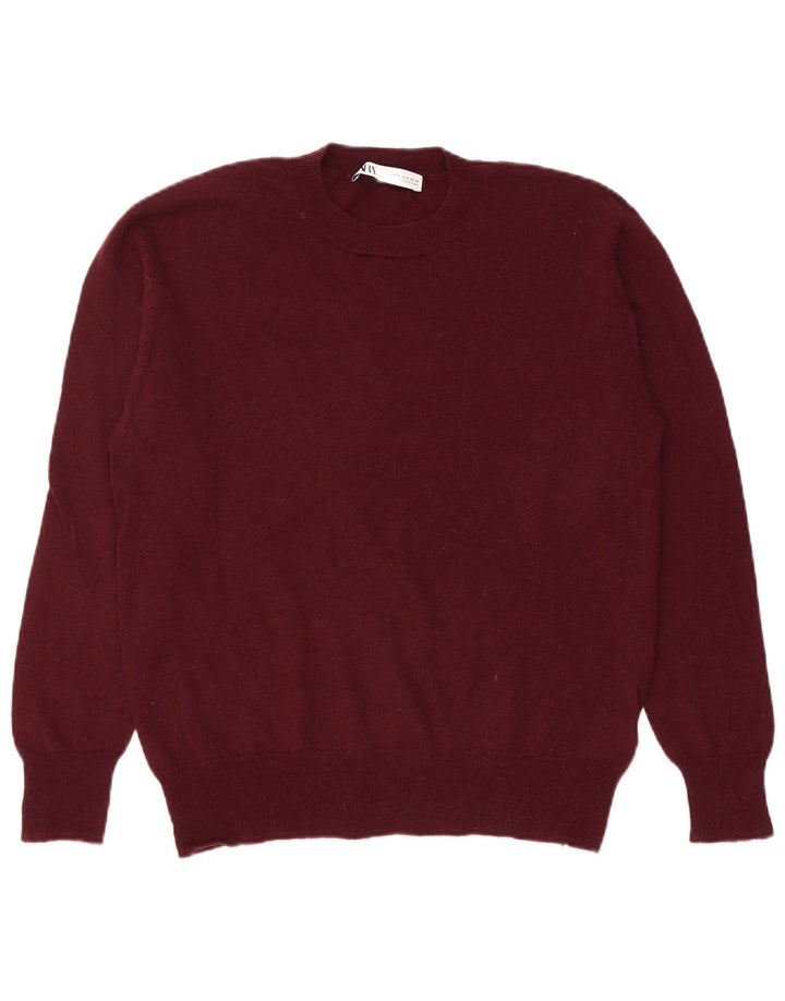 ZARA Maglione Girocollo da Uomo Piccolo in Lana Bordeaux