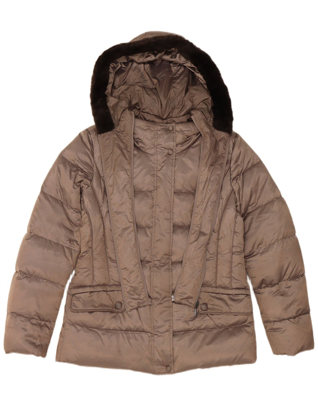 Giacca imbottita con cappuccio Geox da donna Respira UK 12 Poliestere grigio medio