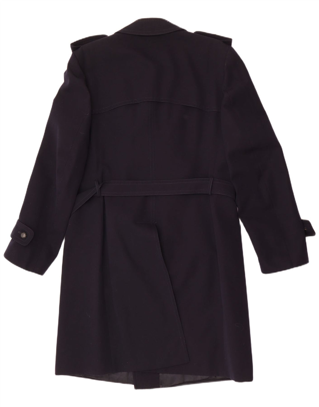 Cappotto doppiopetto vintage da uomo UK 36 piccolo in lana blu navy