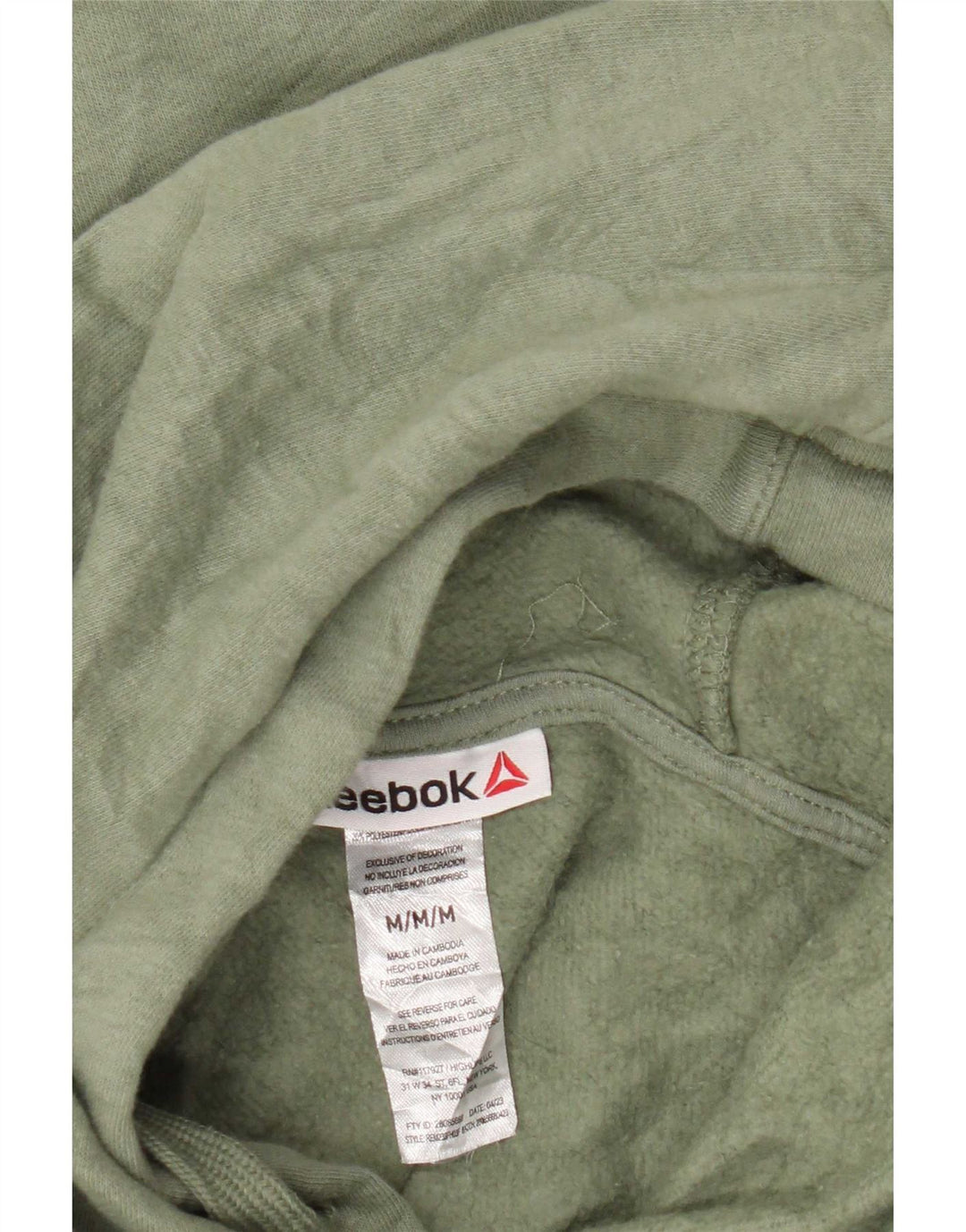 Felpa con cappuccio da uomo Reebok in cotone verde medio