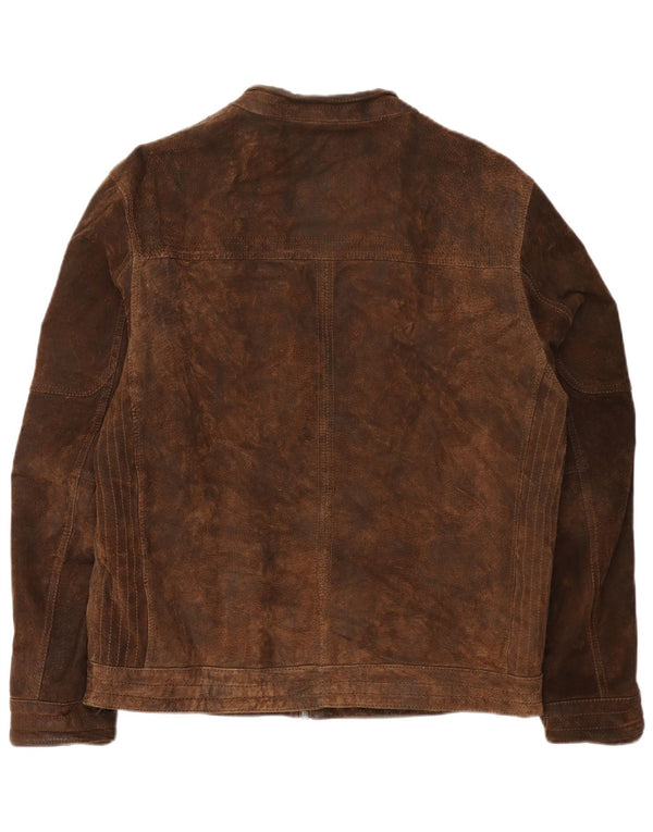 Giacca in pelle scamosciata da uomo Angelo Litrico UK 40 grande in pelle marrone