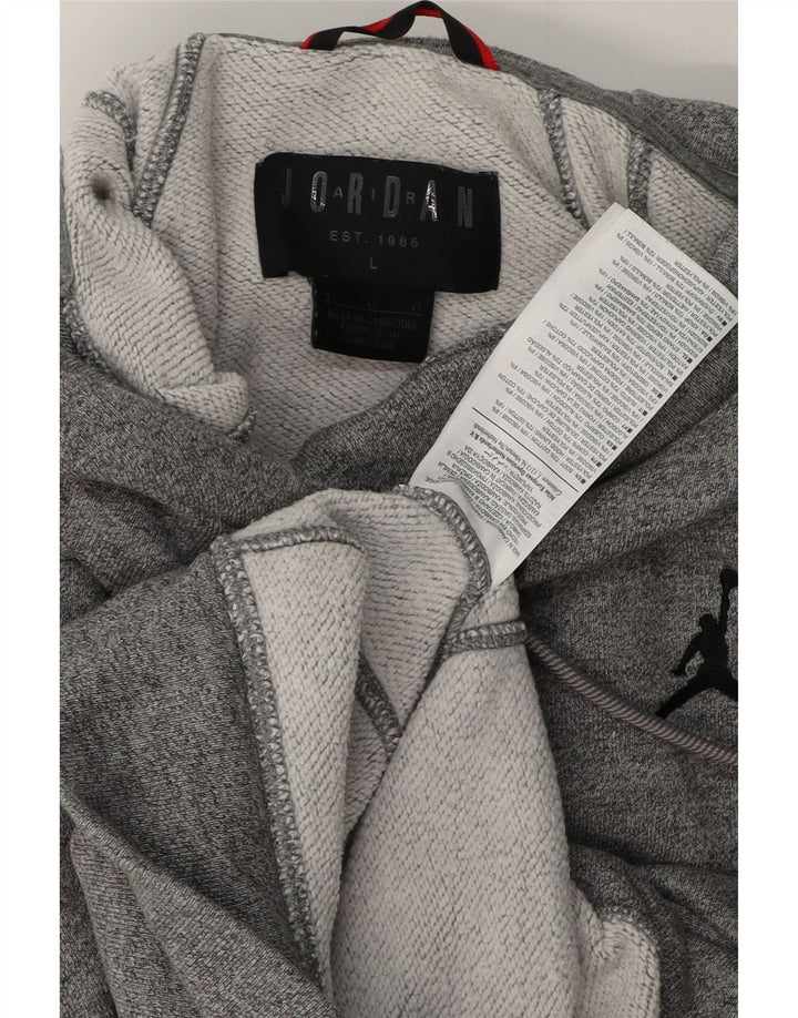 Felpa con cappuccio da uomo Jordan Large in cotone chiazzato grigio