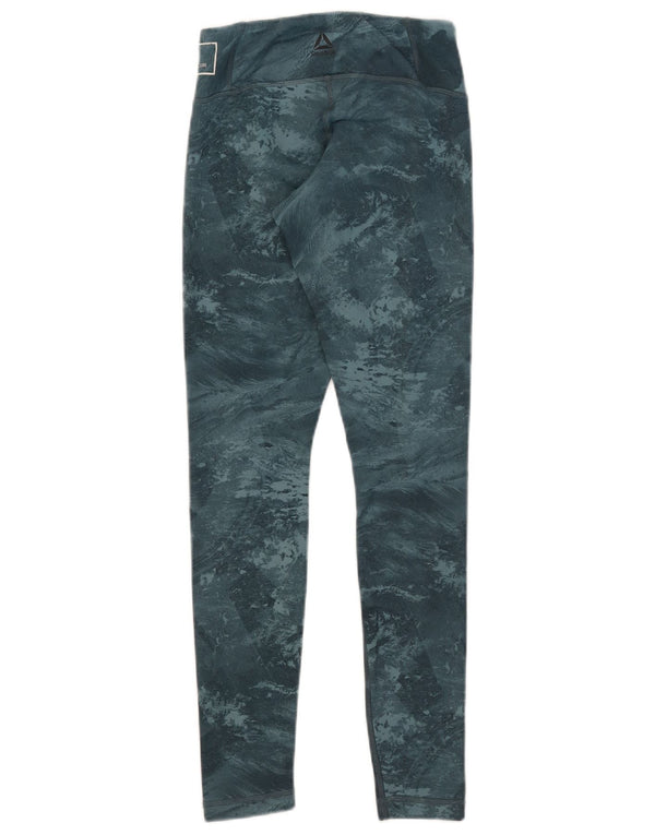 Leggings Reebok Speedwick Abstract Pattern da donna UK 4/6 XS poliestere blu