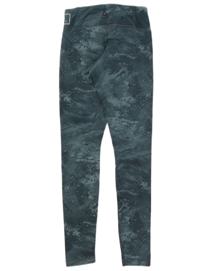 Leggings Reebok Speedwick Abstract Pattern da donna UK 4/6 XS poliestere blu