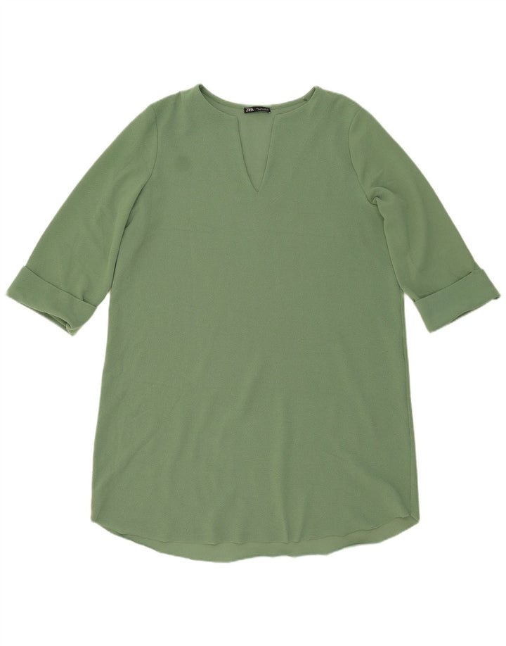 Abito a trapezio con maniche a 3/4 da donna Zara UK 16 grande verde