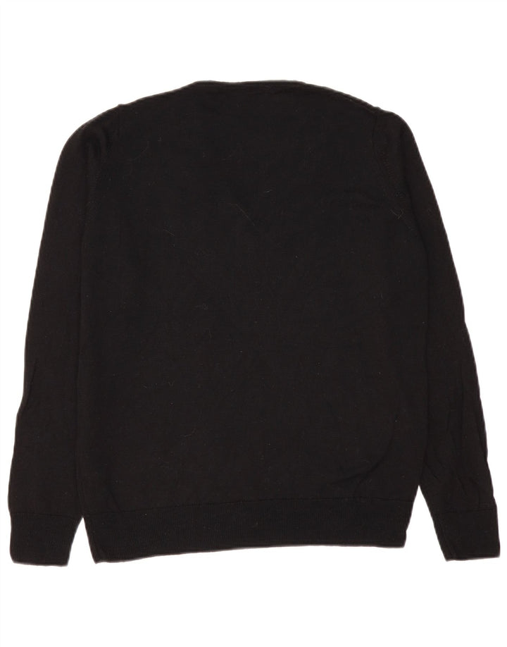Maglione maglione girocollo da donna Marks & Spencer UK 12 medio nero lana vergine