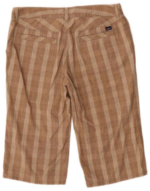 Pantaloncini Bermuda da donna Patagonia US 12 Large W32 Cotone a quadri beige