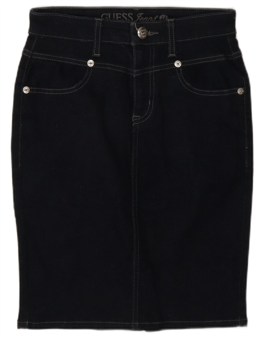 Gonna in denim da donna Guess W28 cotone blu navy medio