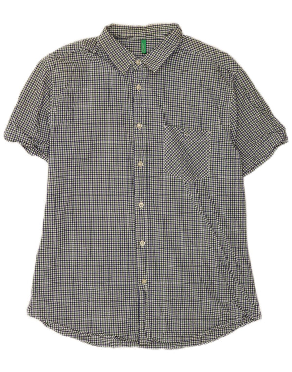 Camicia a maniche corte da uomo Benetton a quadretti medio multicolore