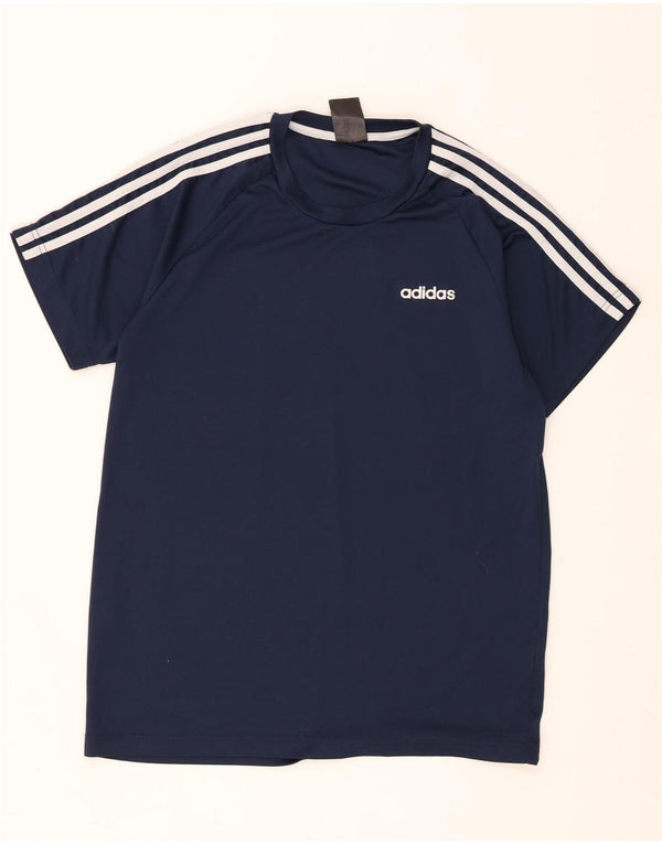 T-shirt Adidas Climalite da uomo Top medio in poliestere blu navy