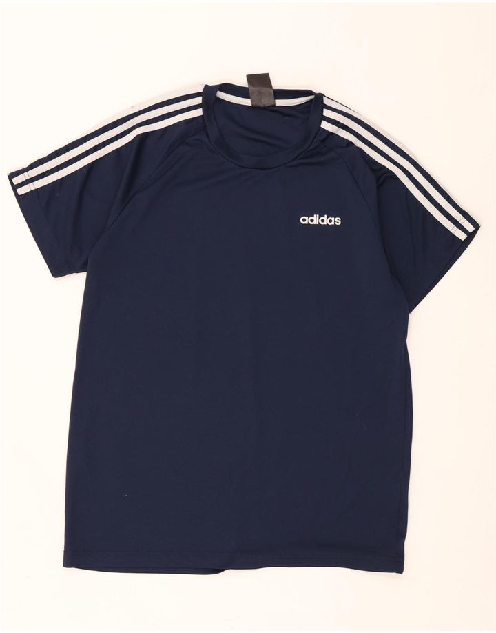 T-shirt Adidas Climalite da uomo Top medio in poliestere blu navy