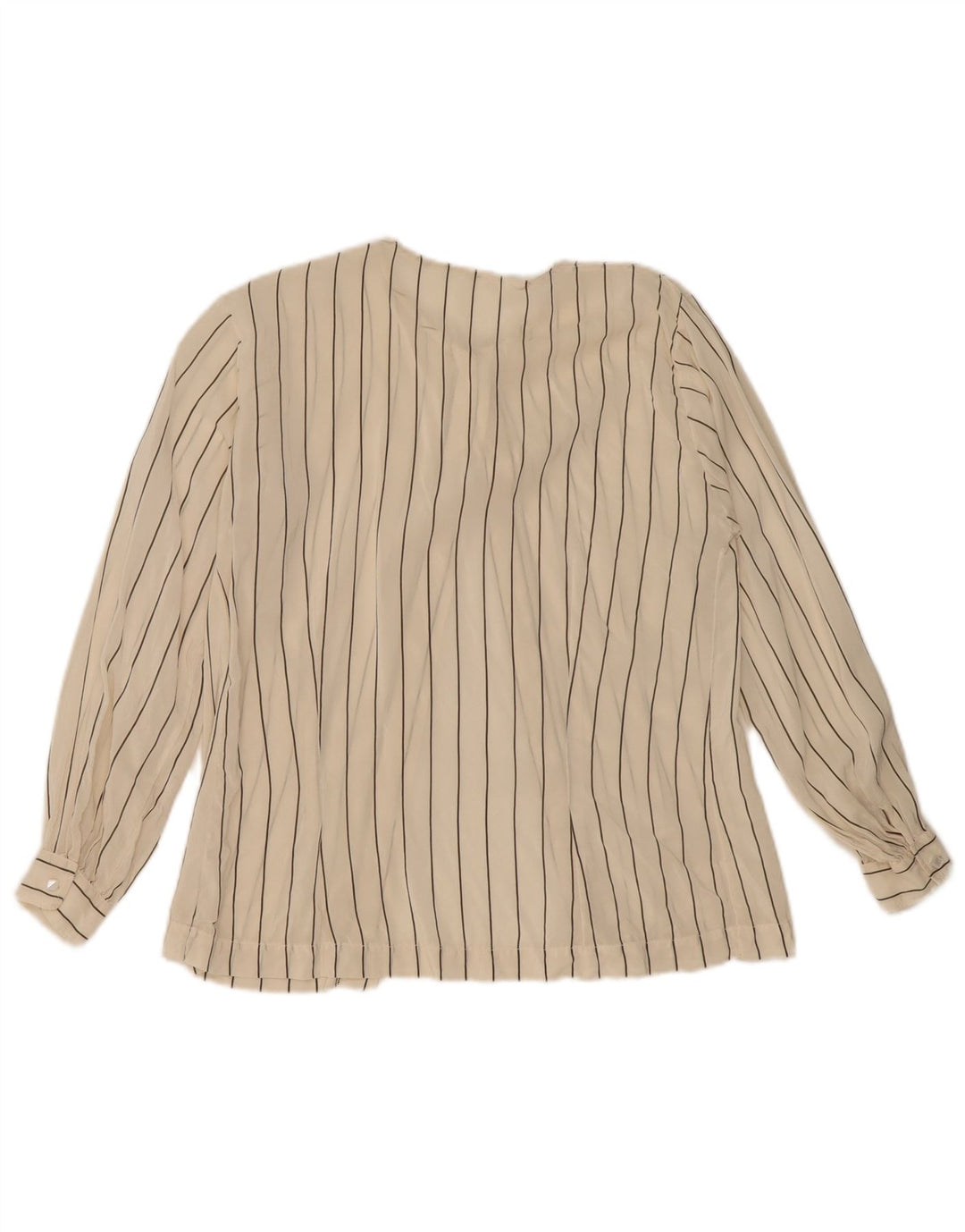 Camicetta camicia vintage da donna UK 12 gessato bianco sporco medio