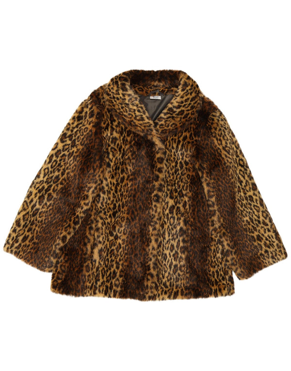 Giacca da donna in pelliccia sintetica VINTAGE UK 12 Modacrile con stampa animalier marrone medio
