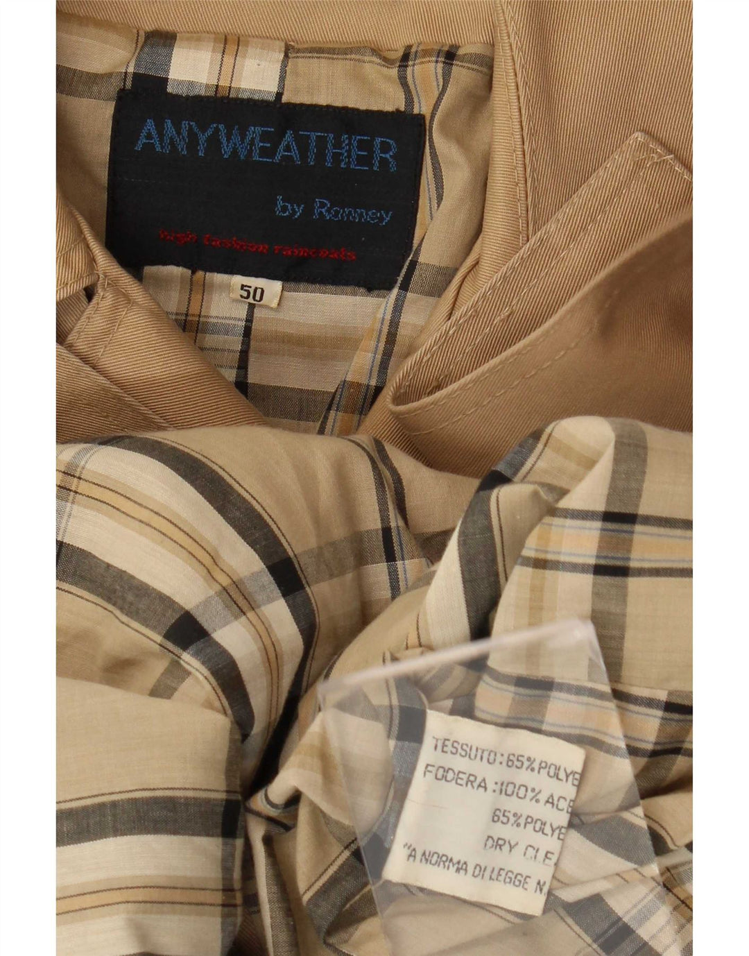 Trench doppiopetto vintage da donna IT 50 XL Poliestere beige