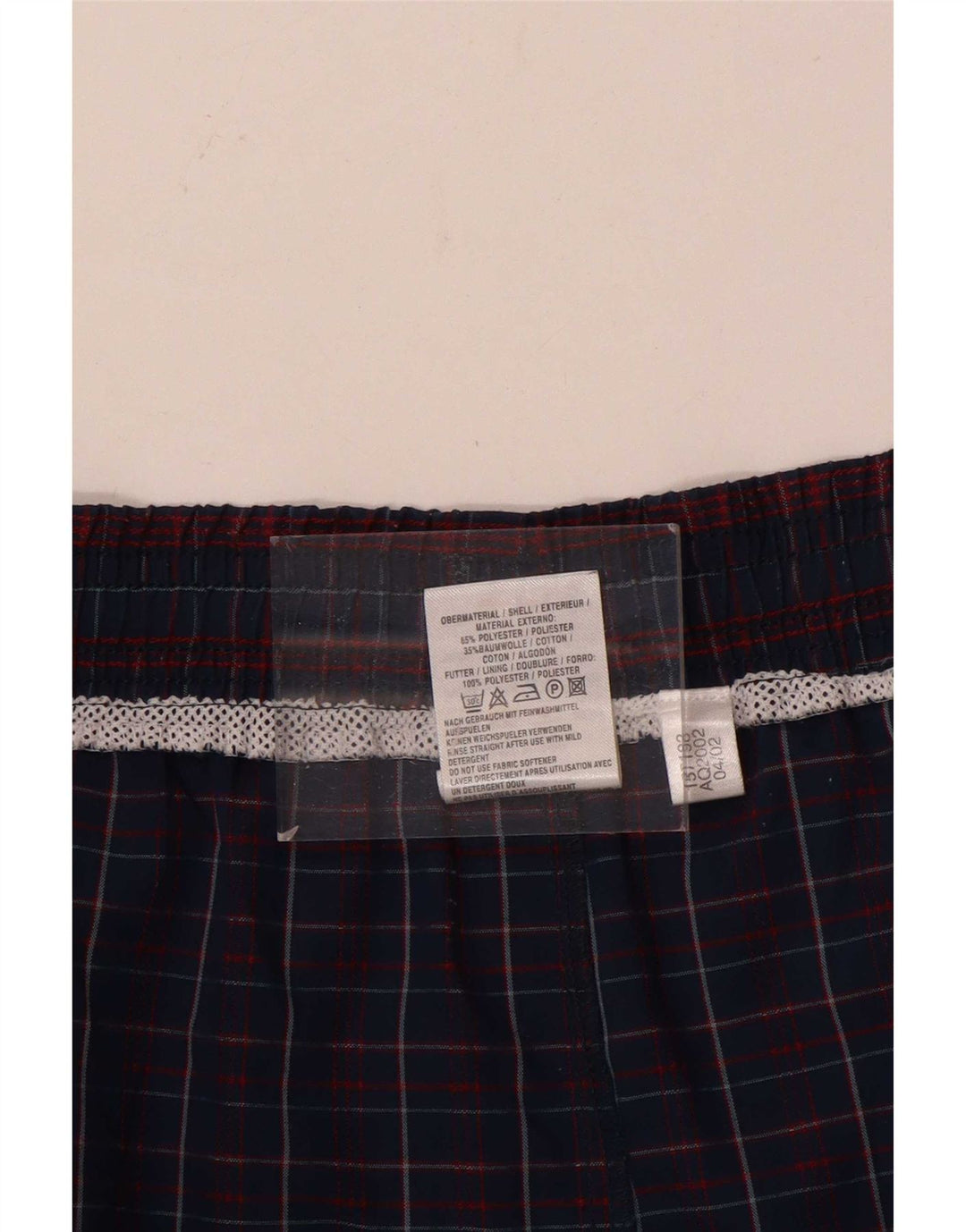 Pantaloncini da bagno da uomo Adidas grandi in poliestere a quadri blu navy