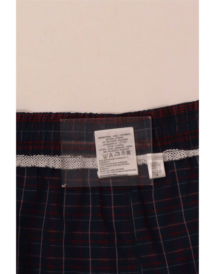 Pantaloncini da bagno da uomo Adidas grandi in poliestere a quadri blu navy