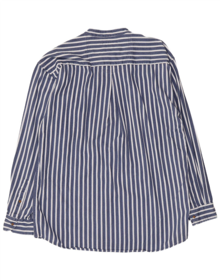 Camicia pullover da uomo civile in cotone a righe blu navy medio
