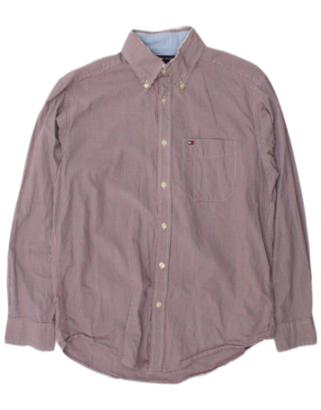 Camicia da uomo Tommy Hilfiger piccola in cotone a quadretti rossi