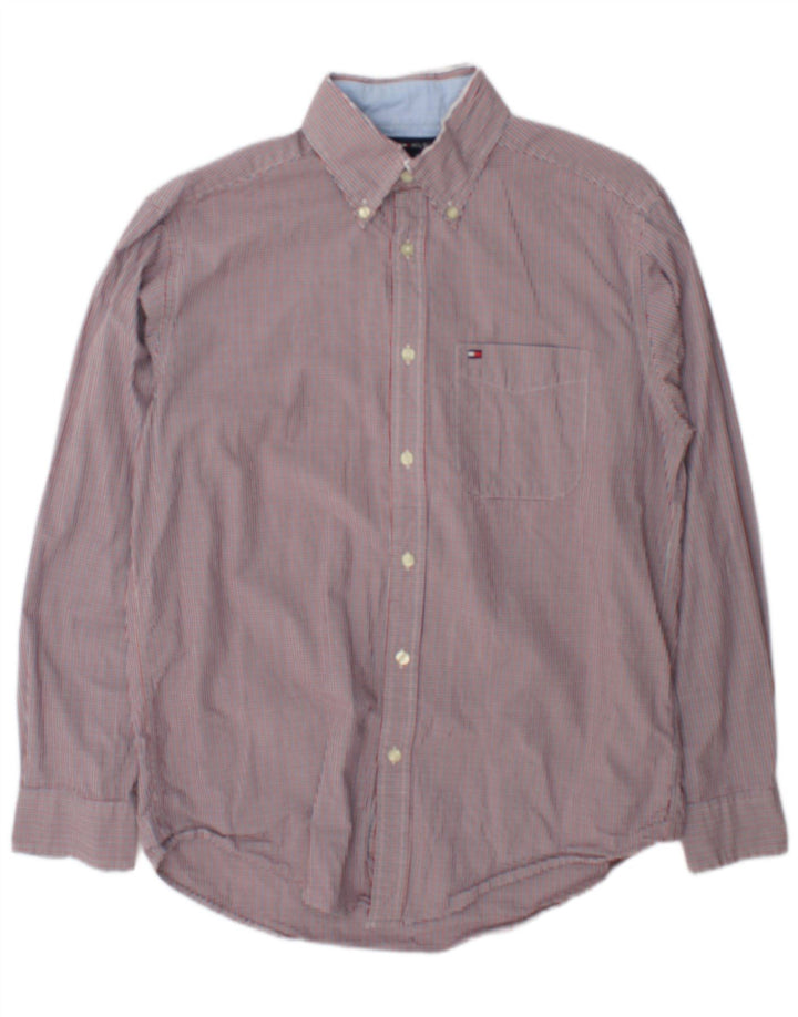 Camicia da uomo Tommy Hilfiger piccola in cotone a quadretti rossi