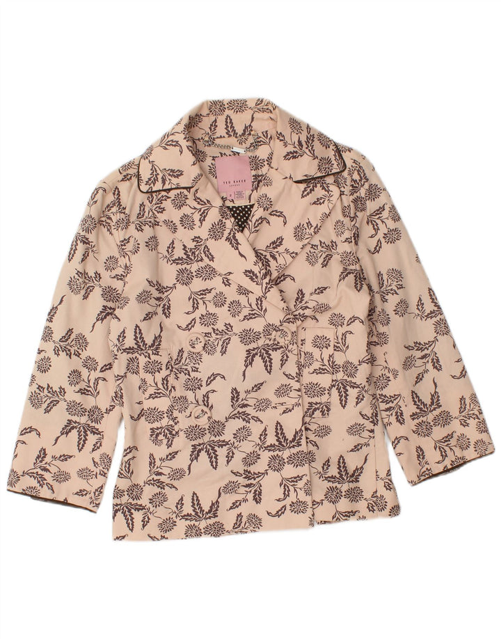 Giacca blazer doppiopetto da donna TED BAKER taglia 2 piccola beige floreale