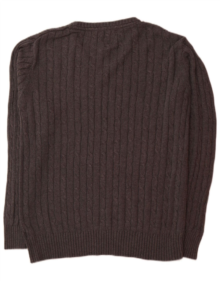 KANGOL Mens V-Neck Jumper Sweater Large Grey Cotton